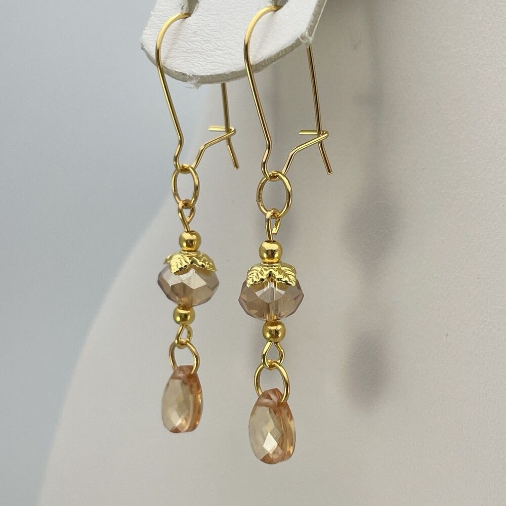 Made With Swarovski Crystals Citrine Teardrop 18K Gold Plated Earrings Dangle